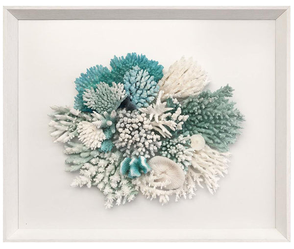 Natural Coral in Aqua and White Wall Art